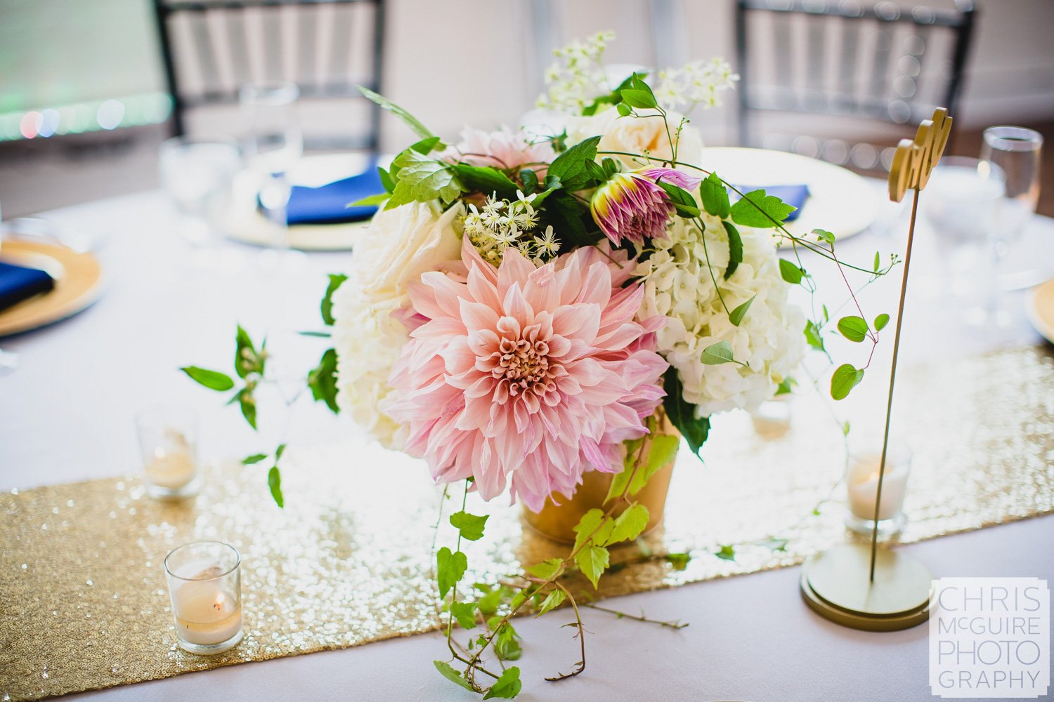 wedding reception floral centerpiece