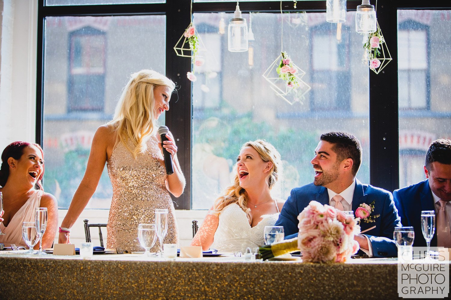 maid of honor speech bride laughing