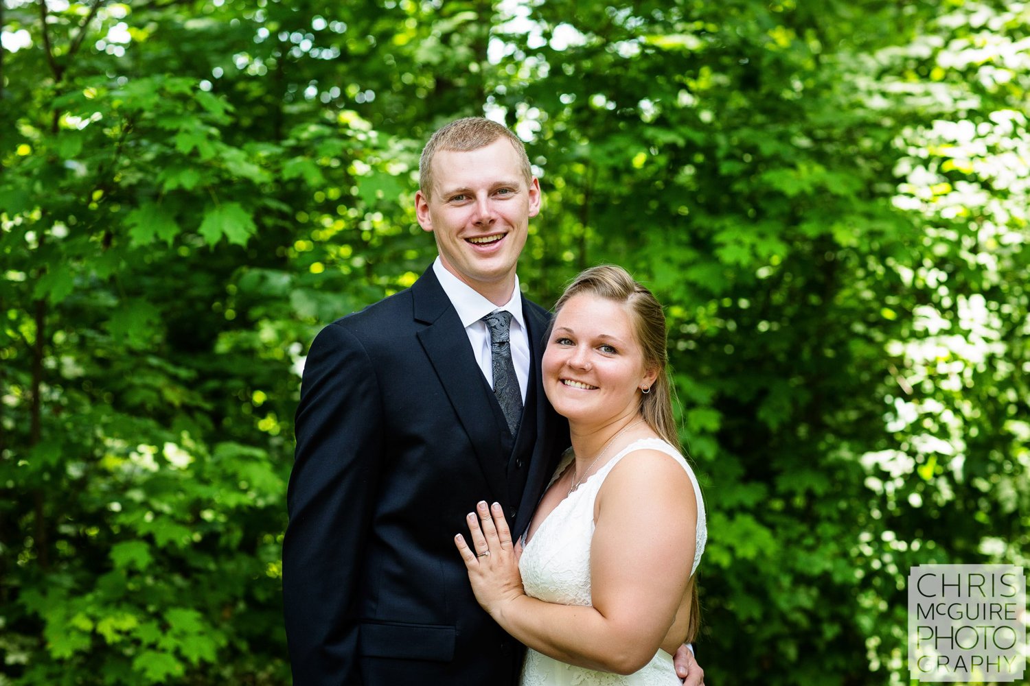 wedding portrait in woods