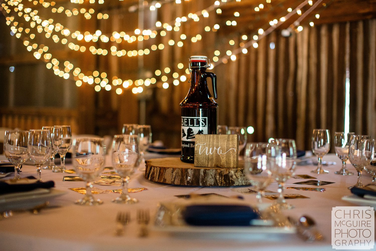 bells brewery growler wedding centerpiece