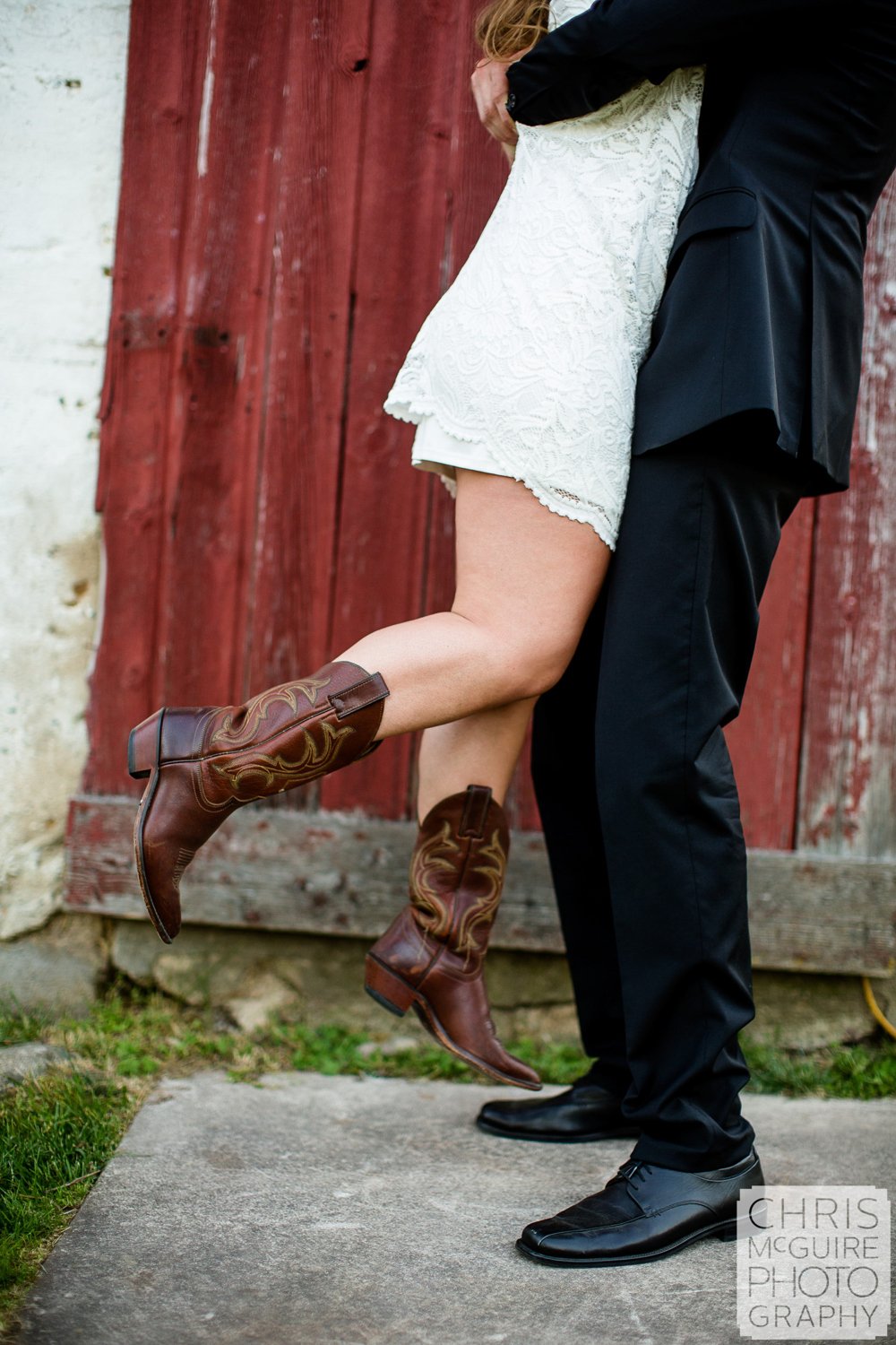 bride with cowboy boots