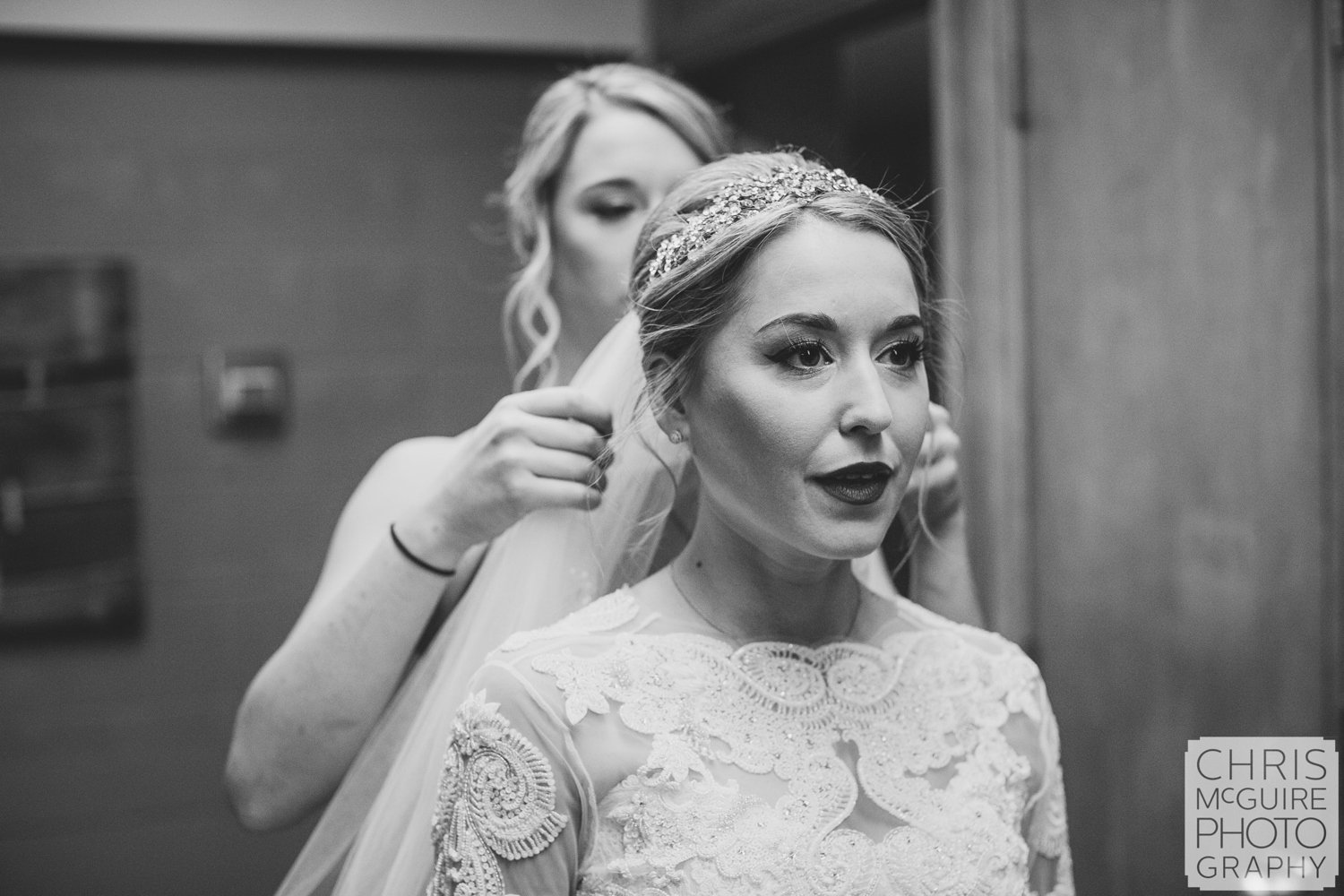 bride getting veil