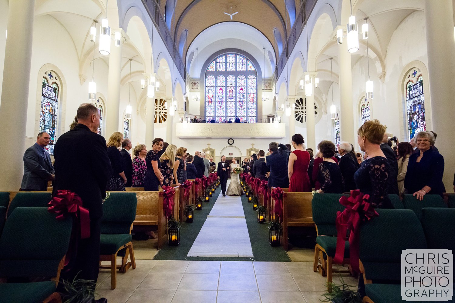 bride and father in church