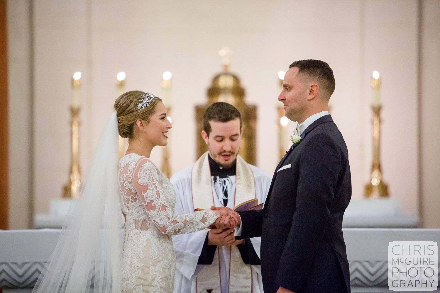 bride groom exchange vows