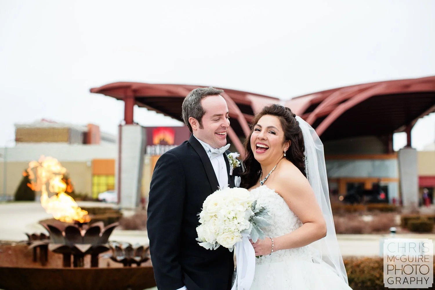 bride groom laughing at firekeepers casino