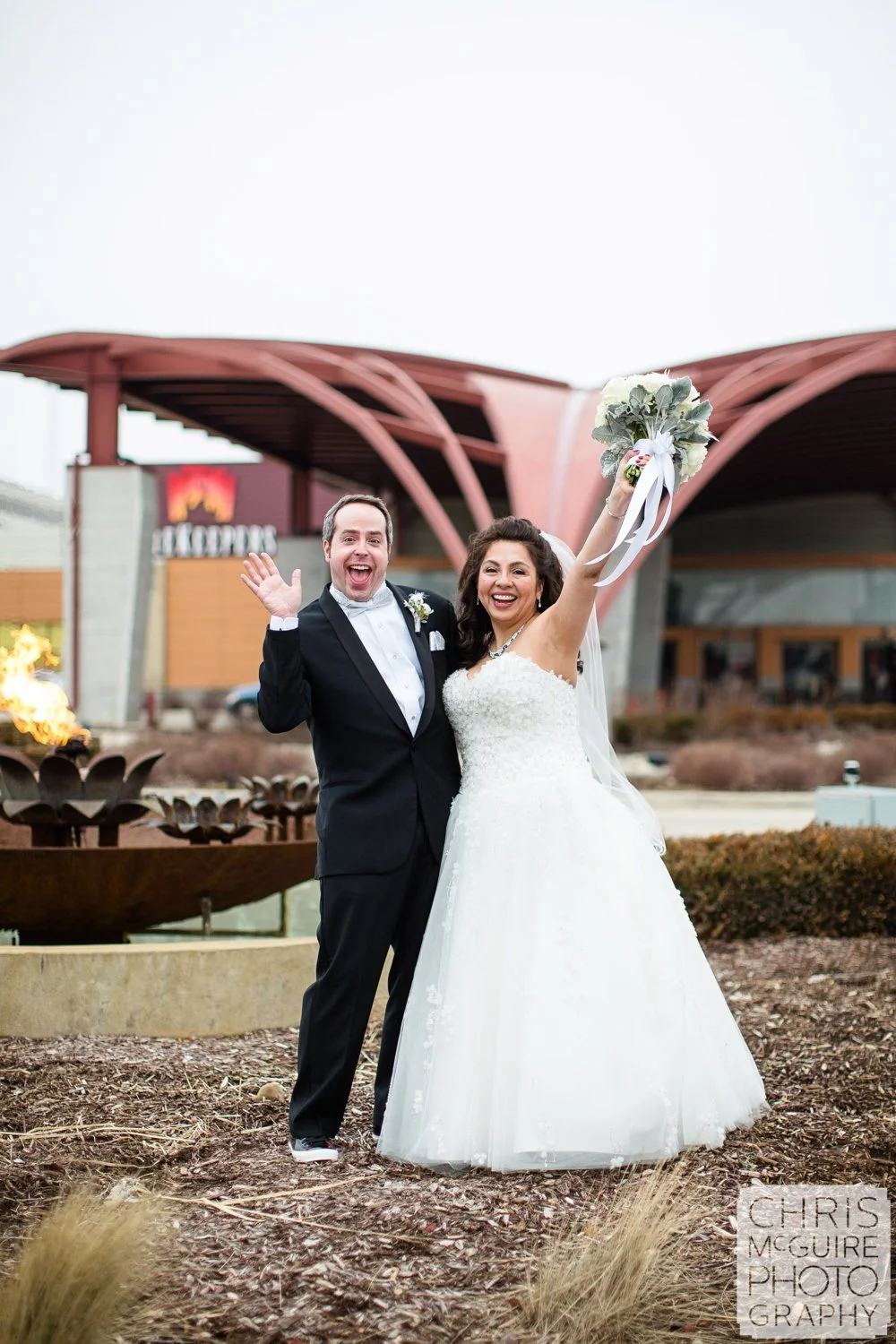 bride groom laughing at firekeepers casino