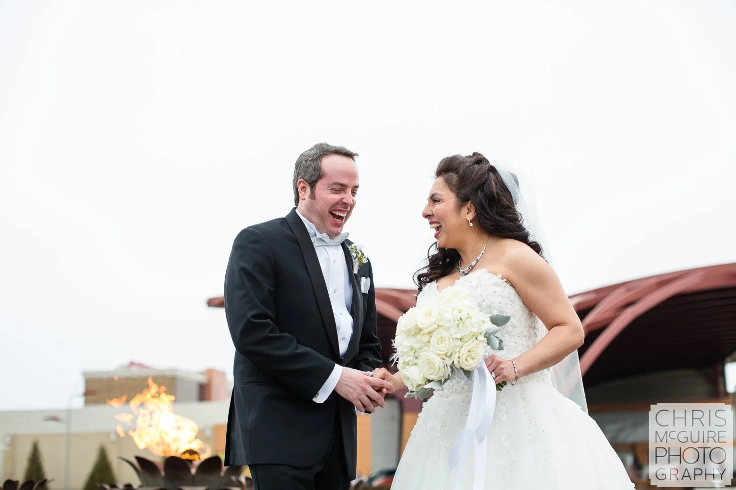 bride groom laughing at firekeepers casino