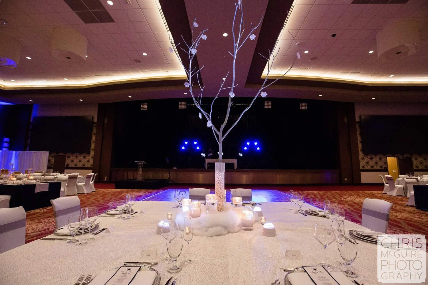 wedding reception centerpiece ballroom