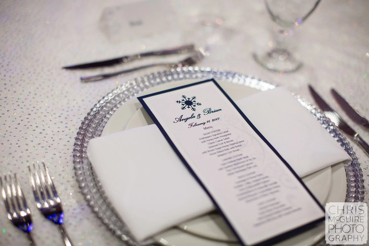 table setting at ballroom wedding peoria