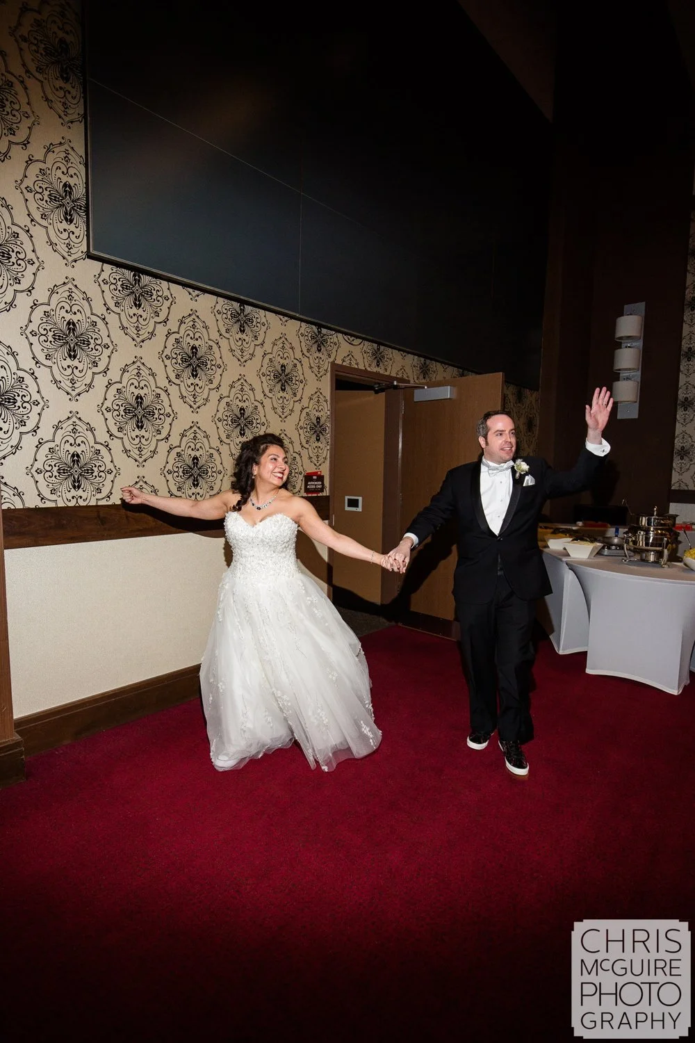 bride groom grand entrance at ballroom reception