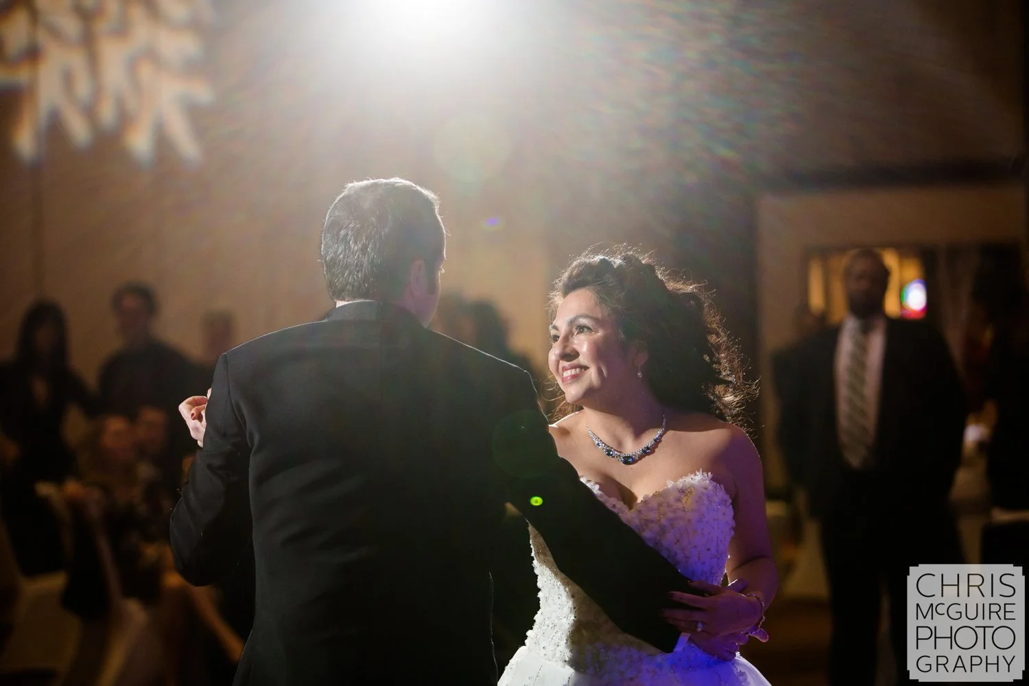 bride groom first dance winter ballroom wedding