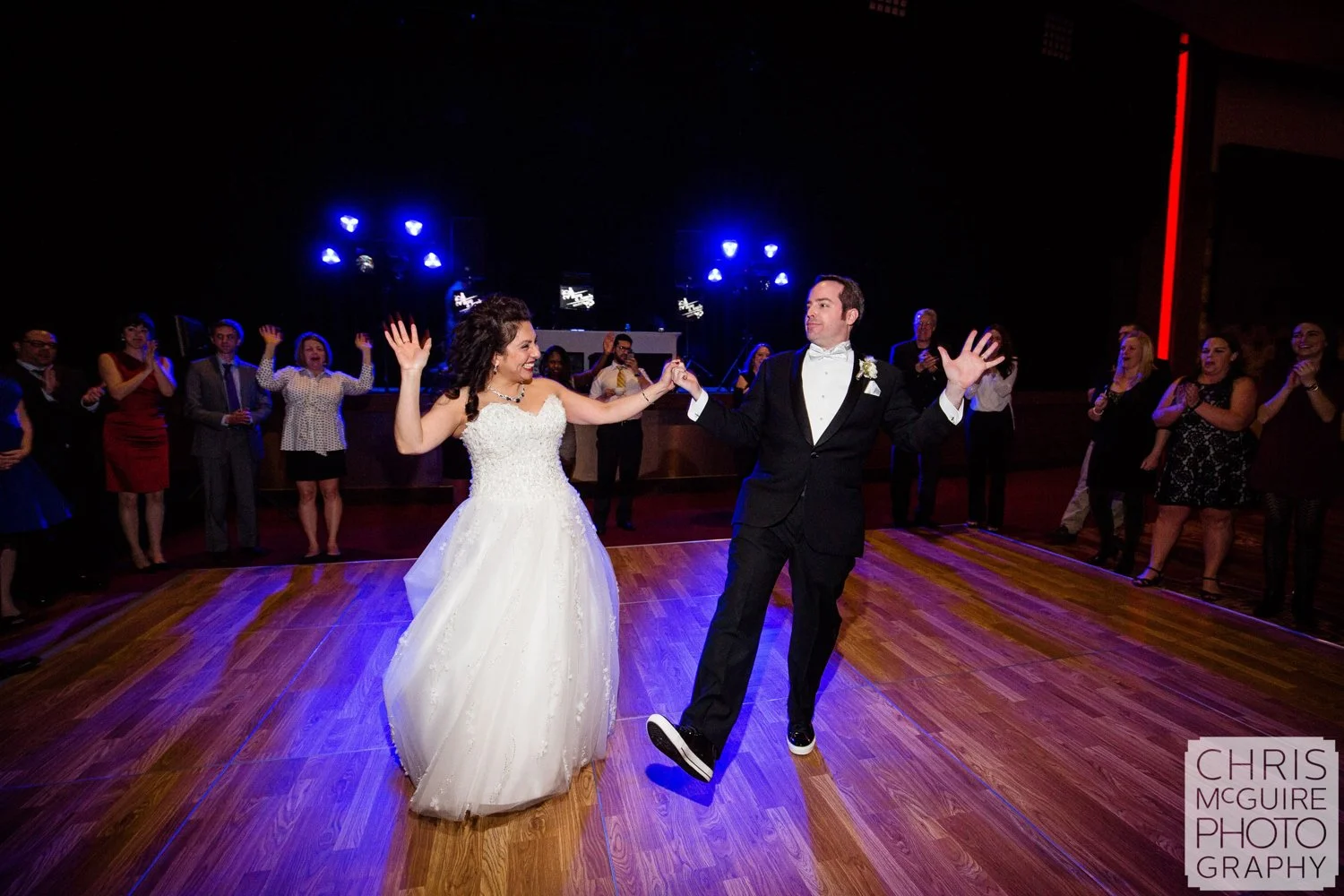 bride groom dancing in ballroom reception