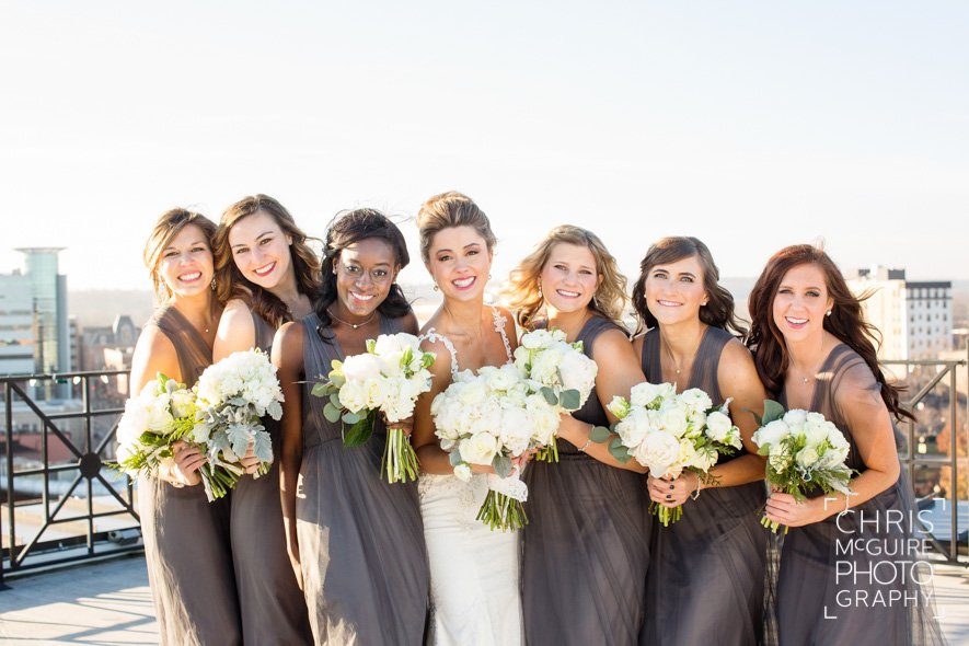 bridesmaids on rooftop