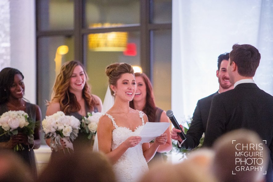 bride reading vows indoor wedding