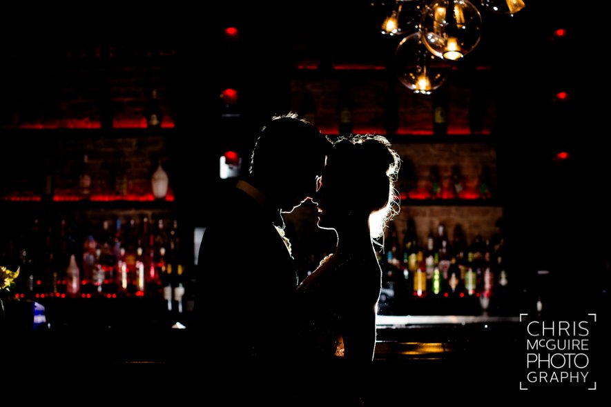 bride groom silouette in gatsby bar