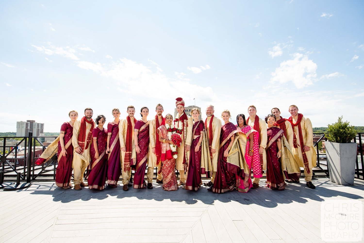 indian wedding party on roof