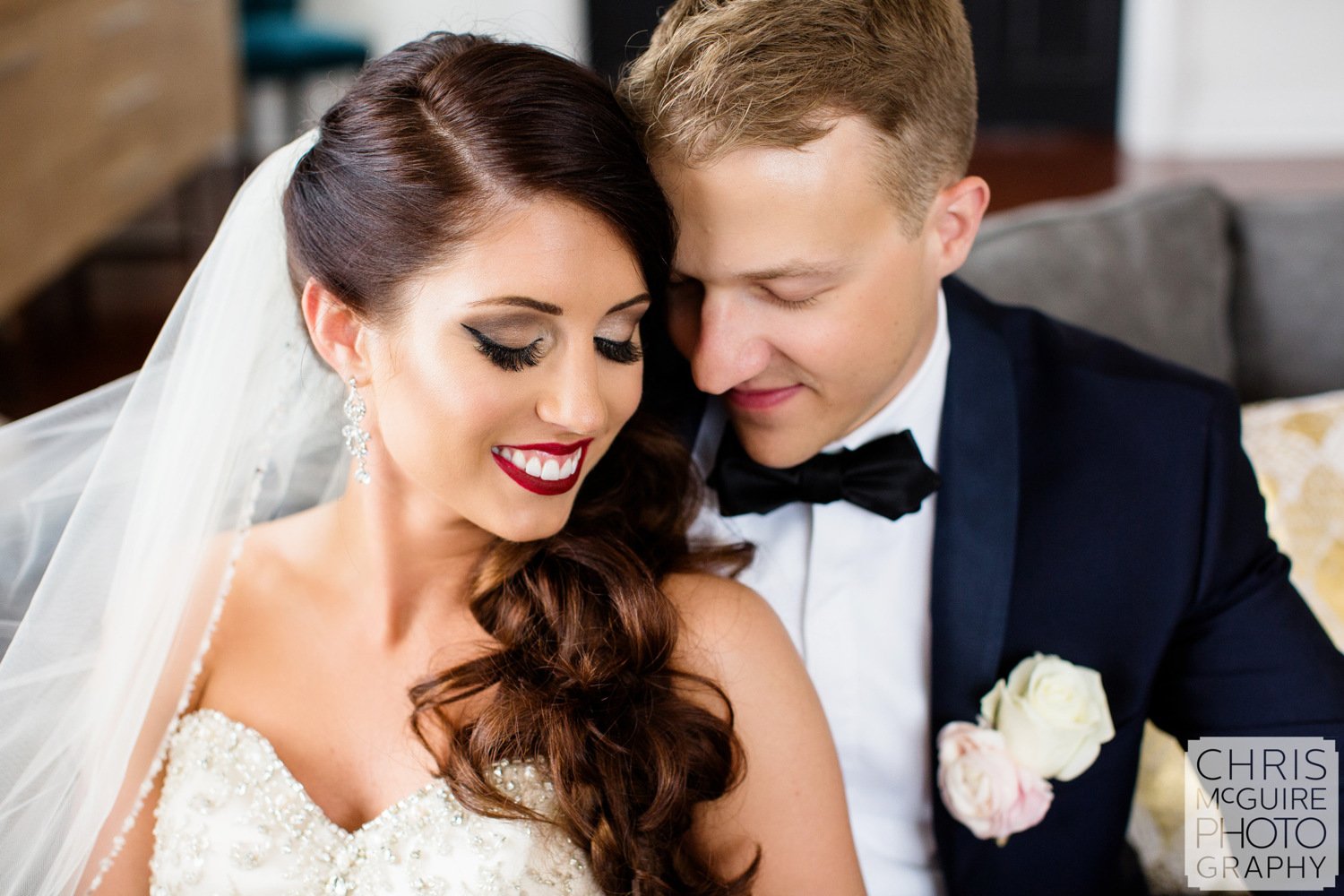 candid romantic wedding portrait