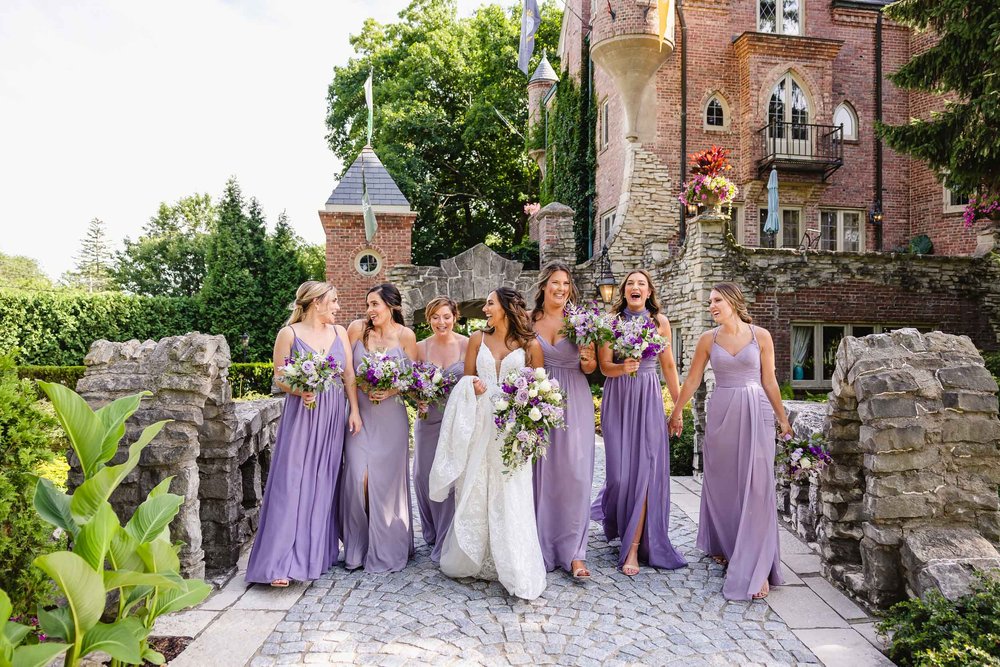 Bride and bridesmaids at Söderström castle, Peoria, Illinois
