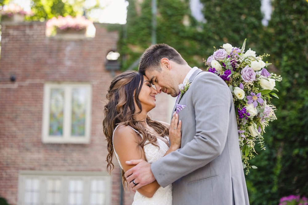 Bride groom, intimate portrait at Söderström castle, Peoria, Illinois