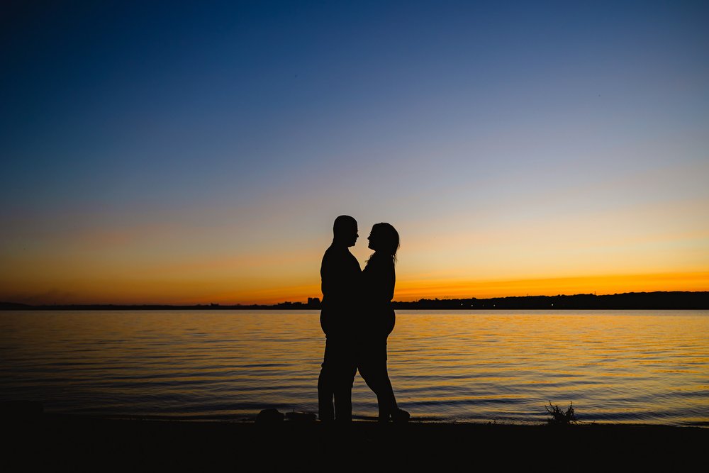 Peoria Illinois Riverfront Sunset Engagement Session