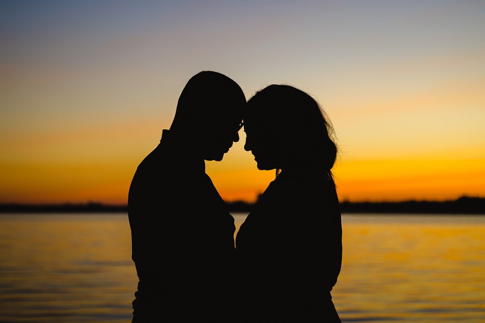 Sunset Silhoette Engagement Portrait