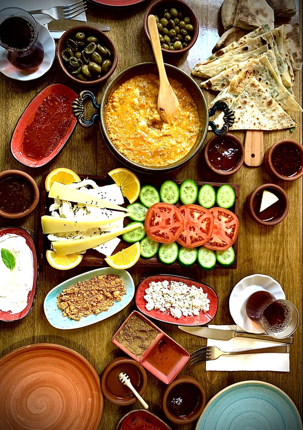 Turkish breakfast during a private Istanbul food tour