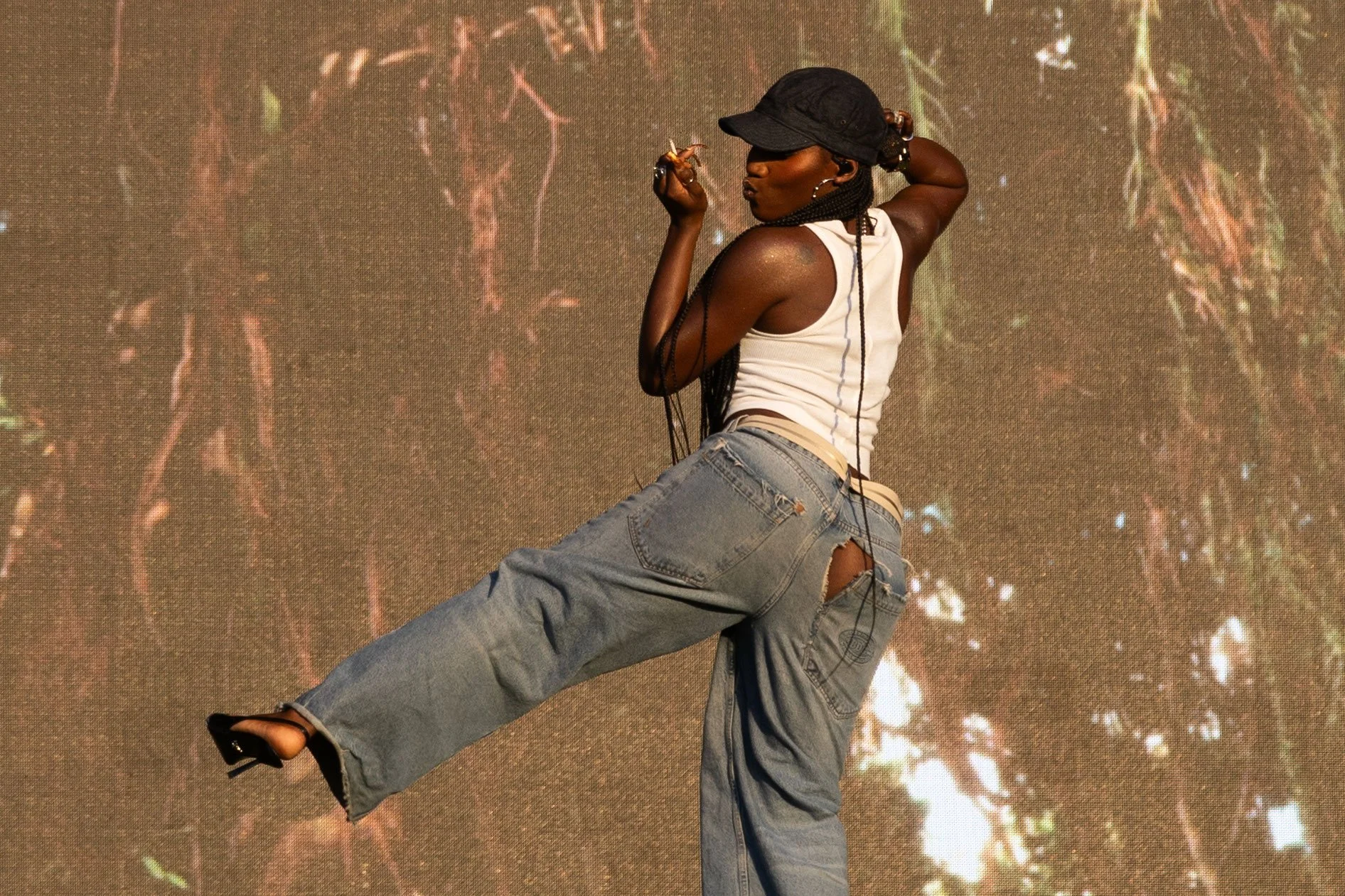 Doechii twerks at the crowd at Austin City Limits on Oct. 4, 2025.