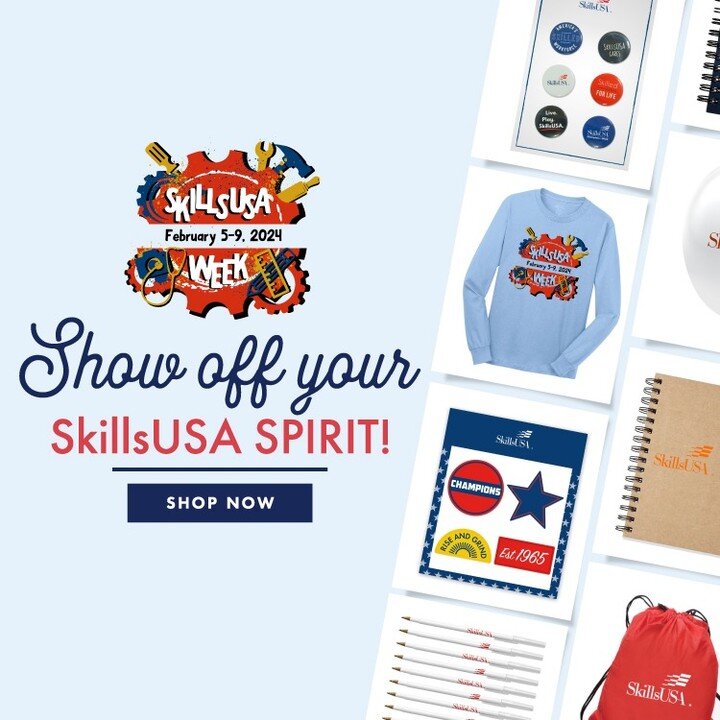 🌟 Gear up for SkillsUSA Week with our exclusive long-sleeved shirt 🌟 Perfect for showcasing your SkillsUSA spirit at your chapter activities! Order now and receive it in time as it will take 7-9 business days for shipping across the U.S. See the Li