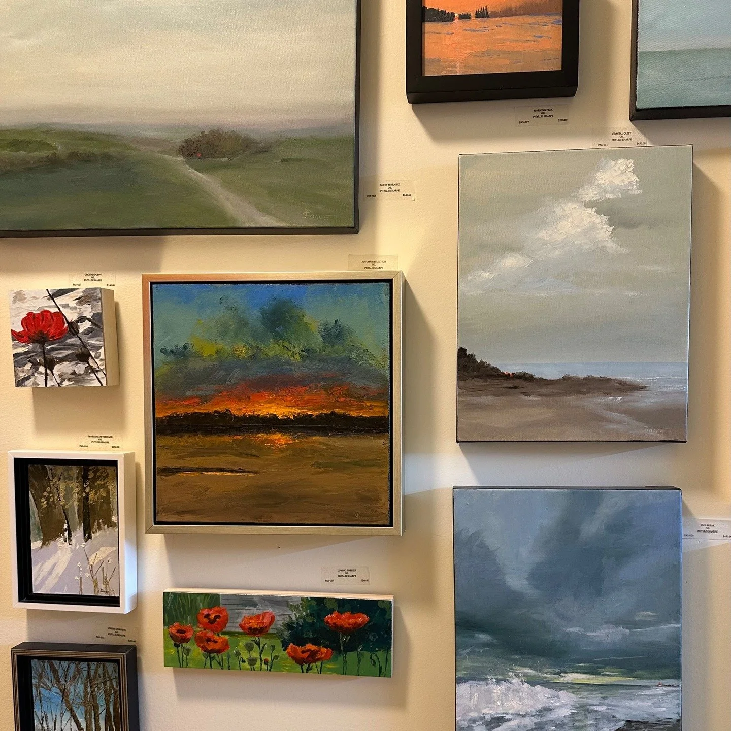 Made some changes to my wall at The Marshall Muse Gallery just in time for Third Thursday. Come back and see which of my paintings you like better. I, also, have one piece in the "Reimagining the Landscape". See you there.