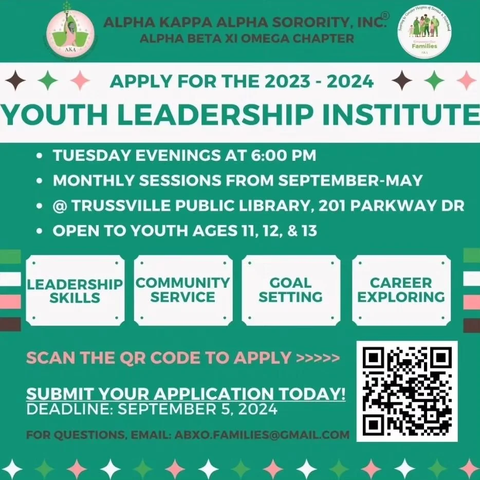 Applications are now open for the 2024-25 Youth Leadership Institute. Students ages 11-13 are invited to apply at&nbsp;https://forms.gle/wNigFsq9EVCQa6M99.&nbsp;The deadline is Thursday, September 5.&nbsp;

YLI is a highly interactive leadership deve