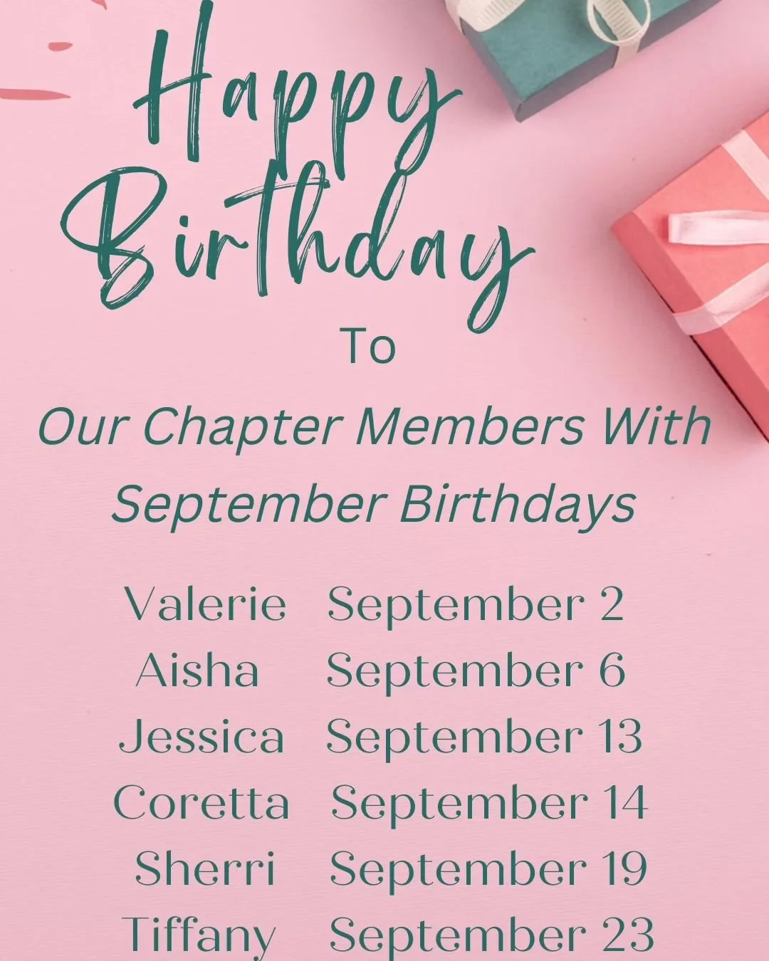 Alpha Beta Xi Omega Chapter wishes the happiest of birthdays to our beautiful sisters who are celebrating this month!🩷💚🎂
#AKA1908 #AlphaBetaXiOmega #powerofus #SoaringWithAKA