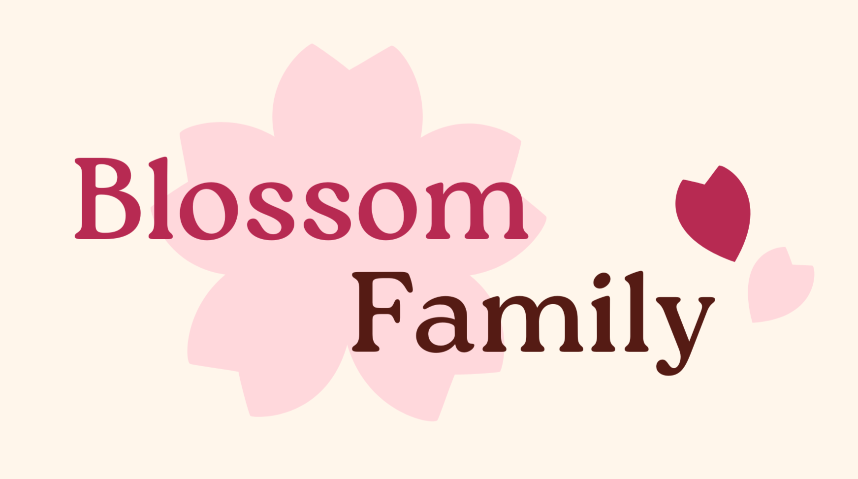 Blossom Family on top of a cherry blossom with two petal motifs