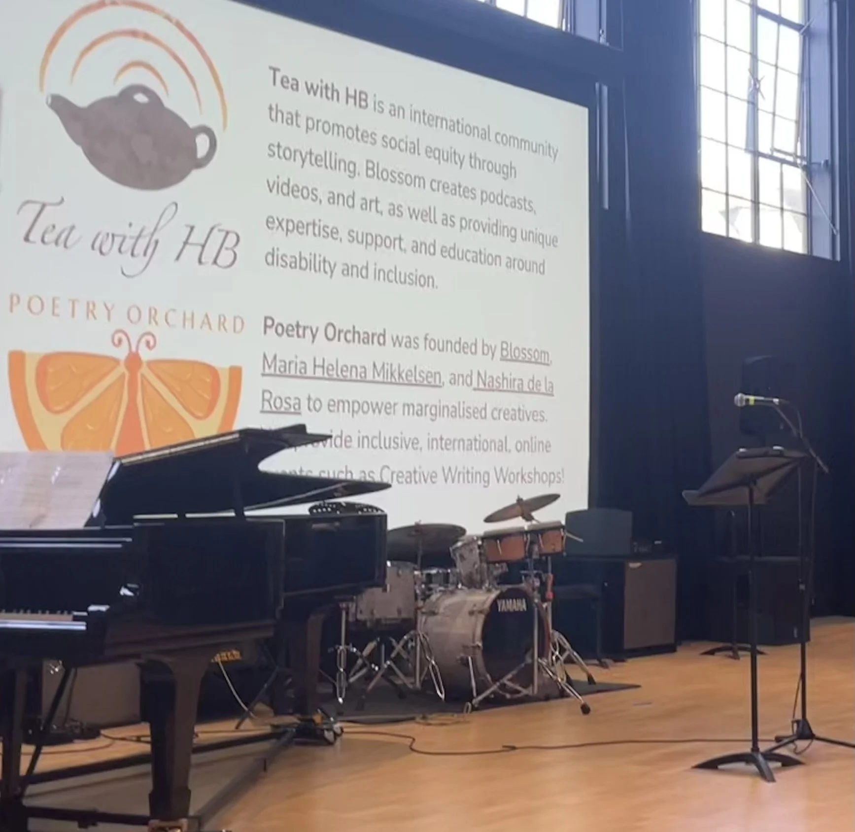 A presentation of poetry orchard and tea with hb