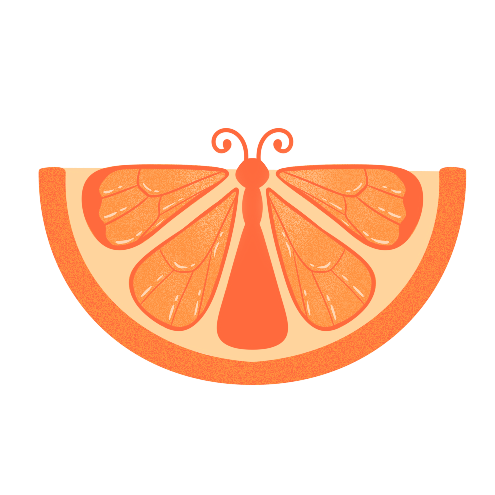 Betty, an orange segment-turned-butterfly! 