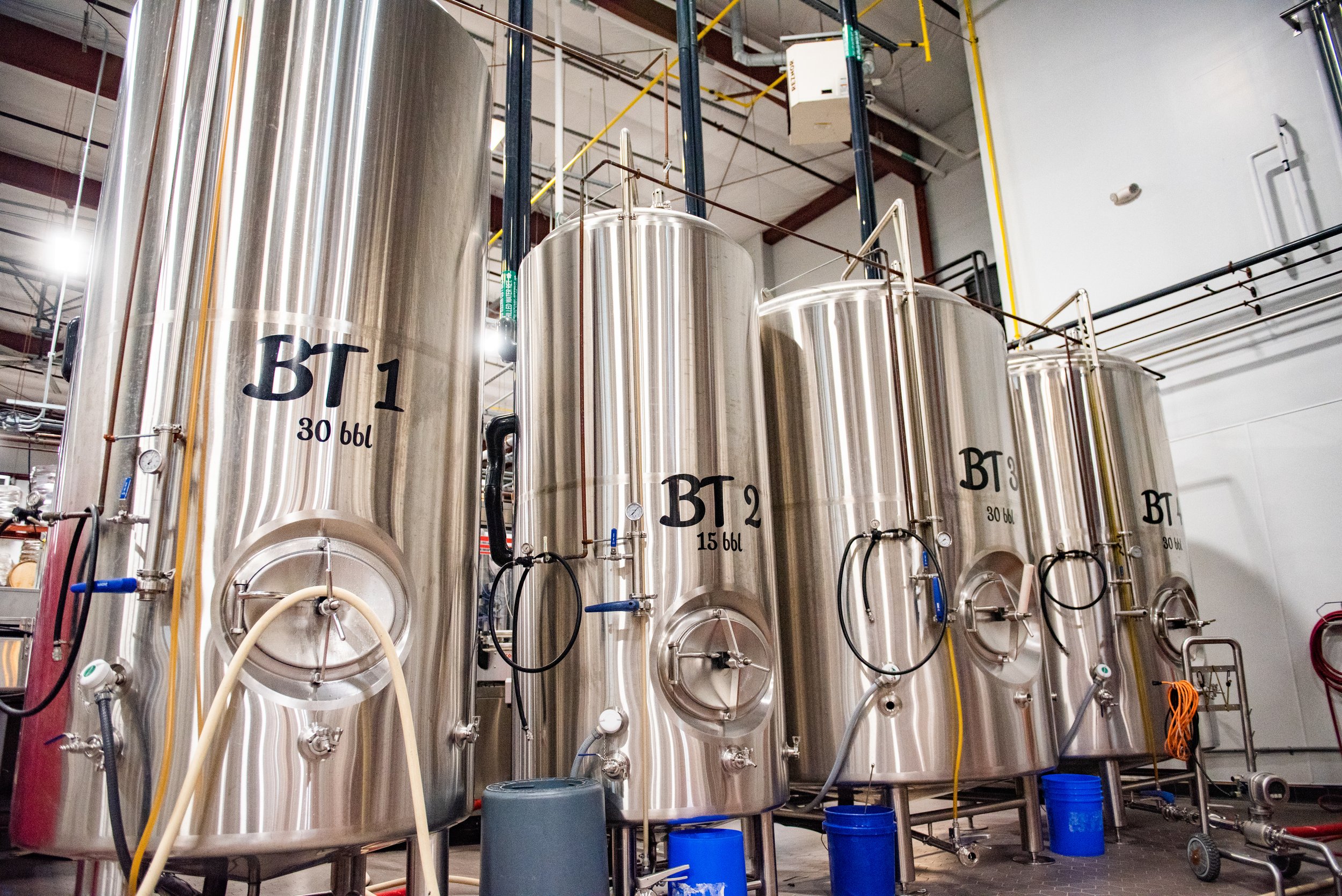 Packaging tanks in the brewery.