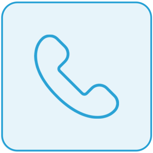 Cyan icon of telephone symbolizing phone number.