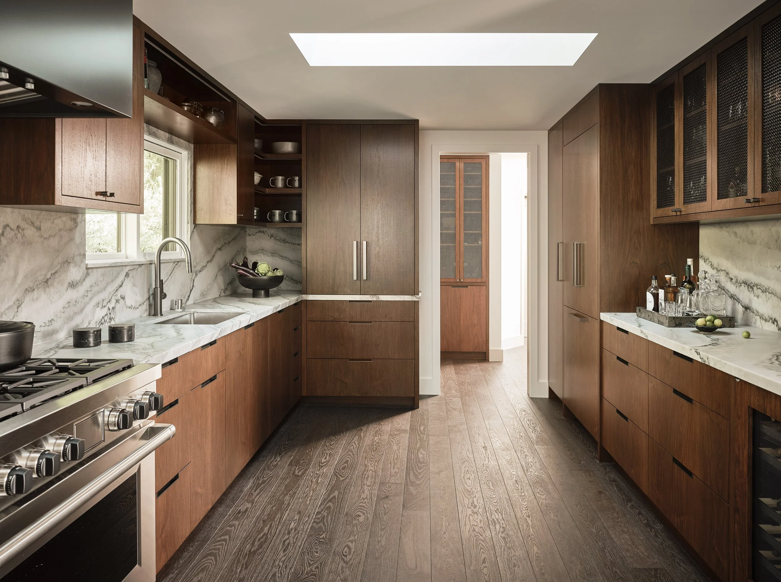 Holly A Kopman designs a Kentfield kitchen with chef-grade appliances. 