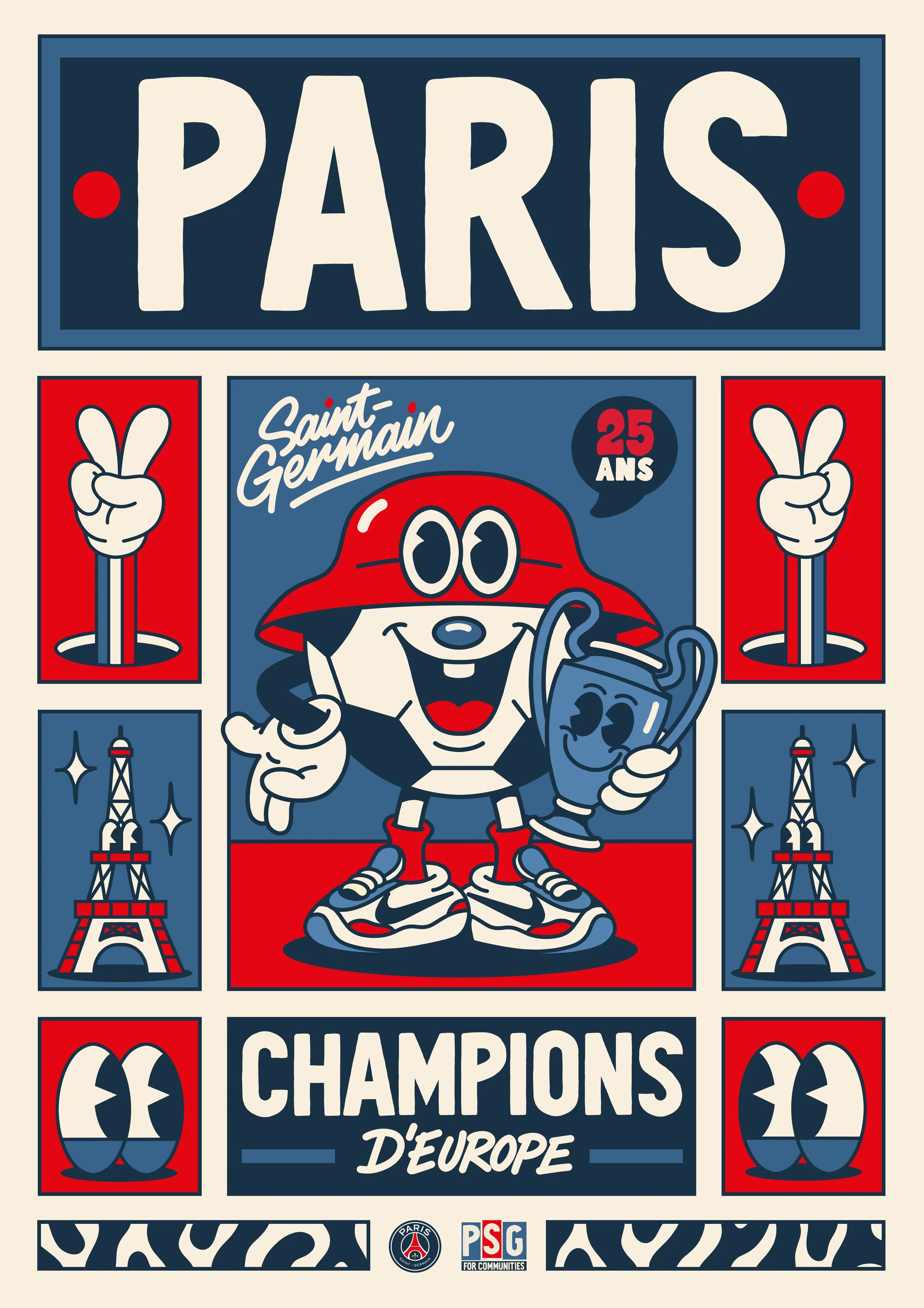 Poster art by Yeye Weller, a bold, colorful, and joyful artist duo from Münster, Germany and represented by Totally Reps