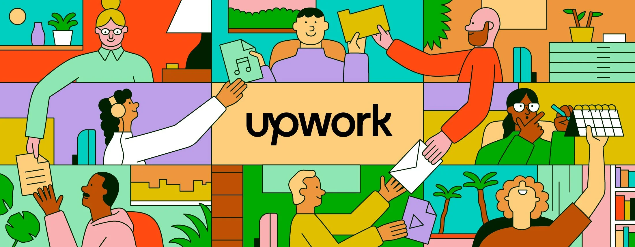 Upwork illustration. Raúl Soria is a Spanish illustrator. His work is digital, vector-based and warm-hearted.