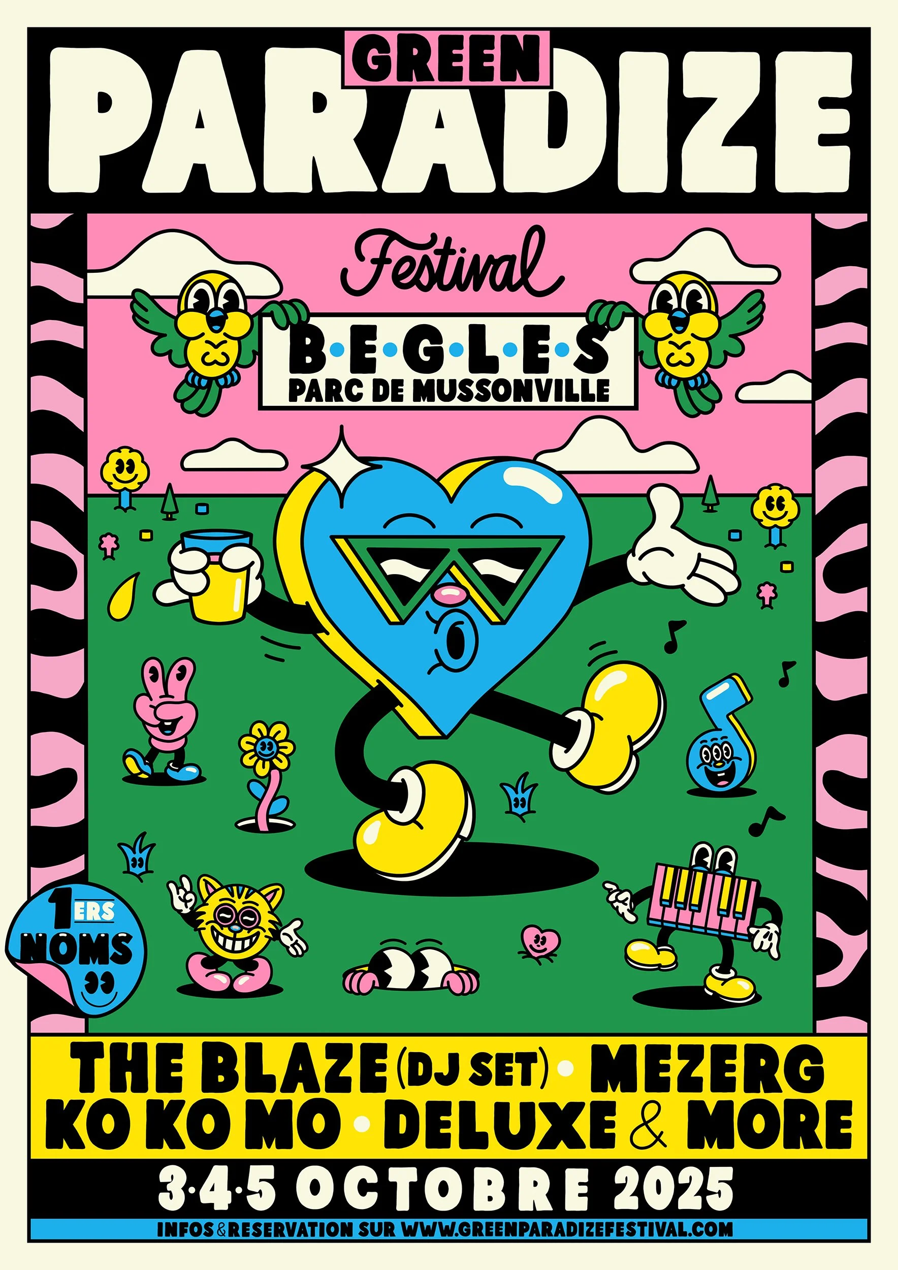 Poster art by Yeye Weller, a bold, colorful, and joyful artist duo from Münster, Germany and represented by Totally Reps