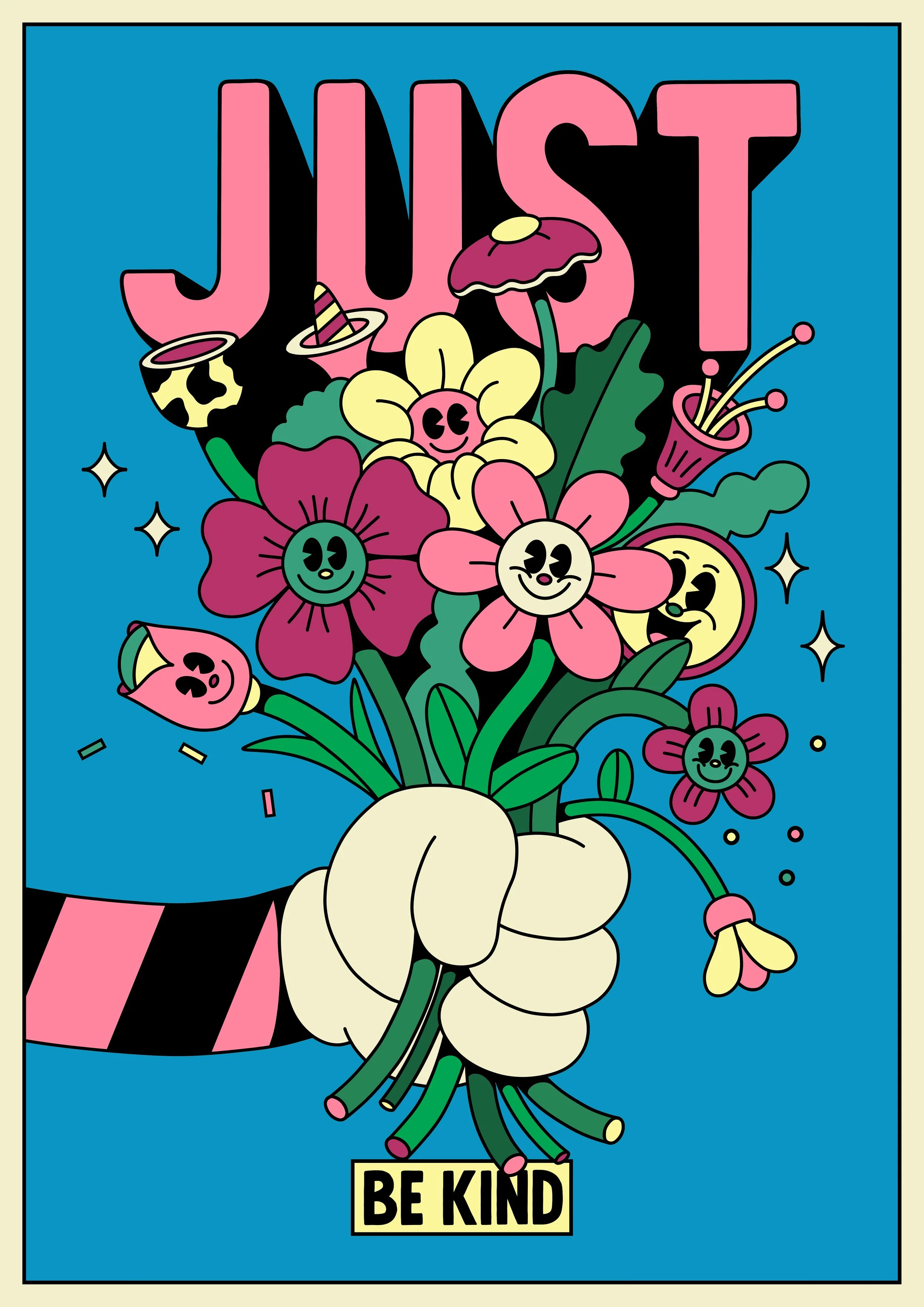 Poster art by Yeye Weller, a bold, colorful, and joyful artist duo from Münster, Germany and represented by Totally Reps