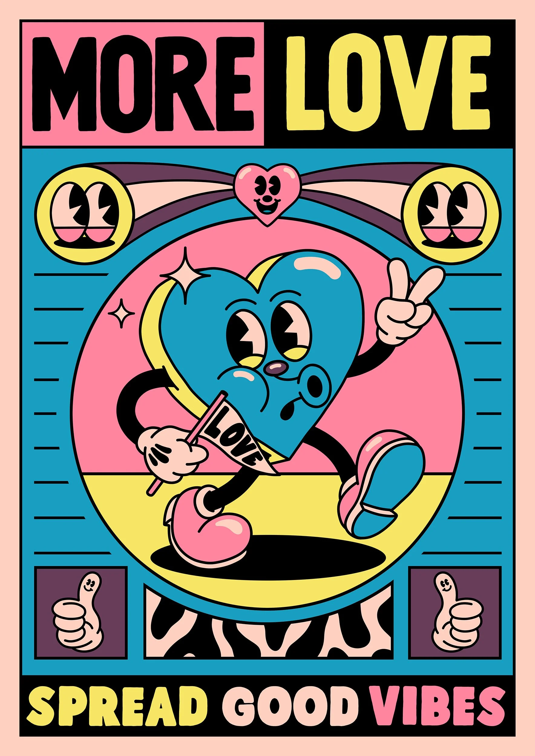 Poster art by Yeye Weller, a bold, colorful, and joyful artist duo from Münster, Germany and represented by Totally Reps