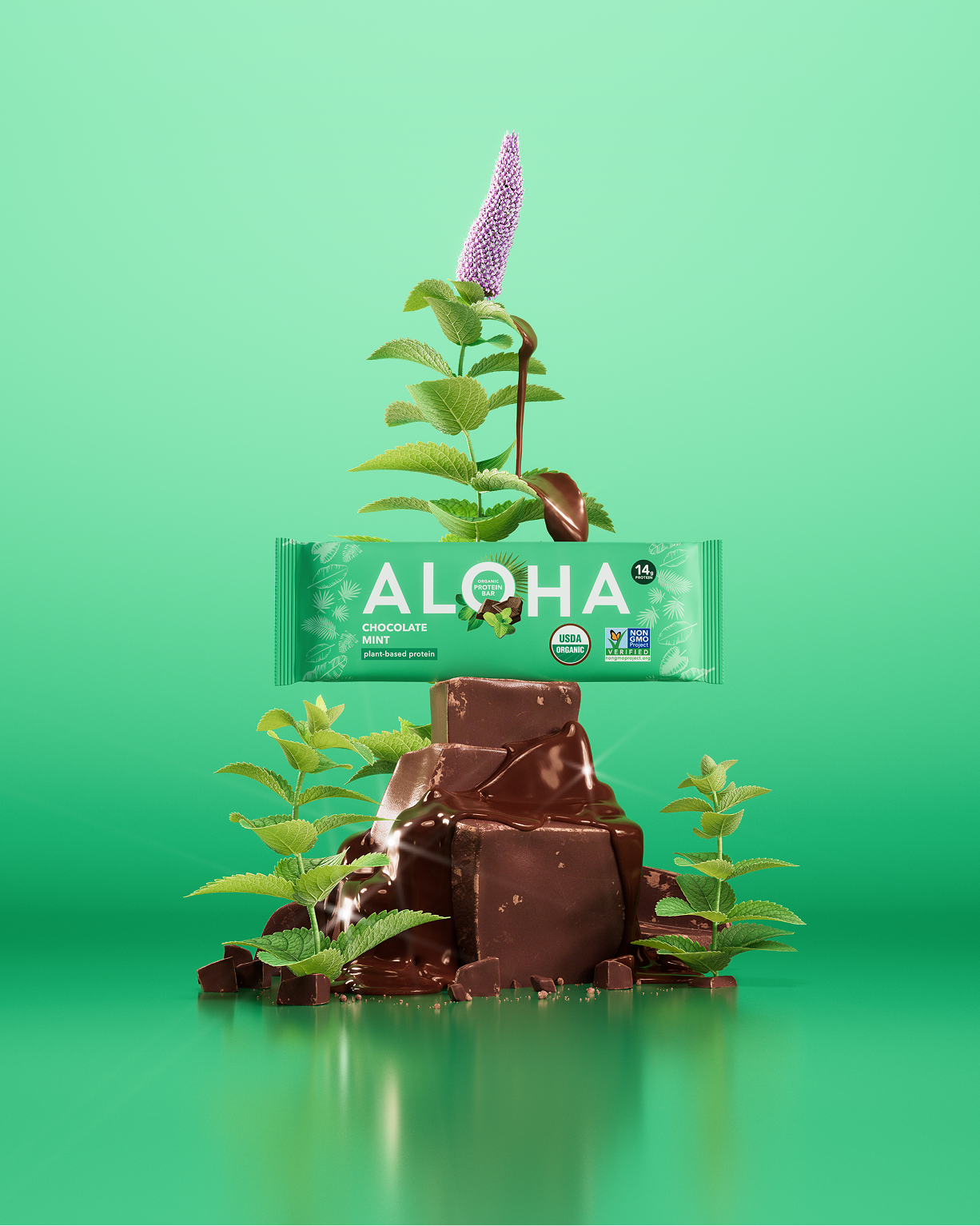 Aloha Protein Bar illustration. Arina Emelianova is a CGI artist and director who builds hyperreal, maximalist worlds around products.