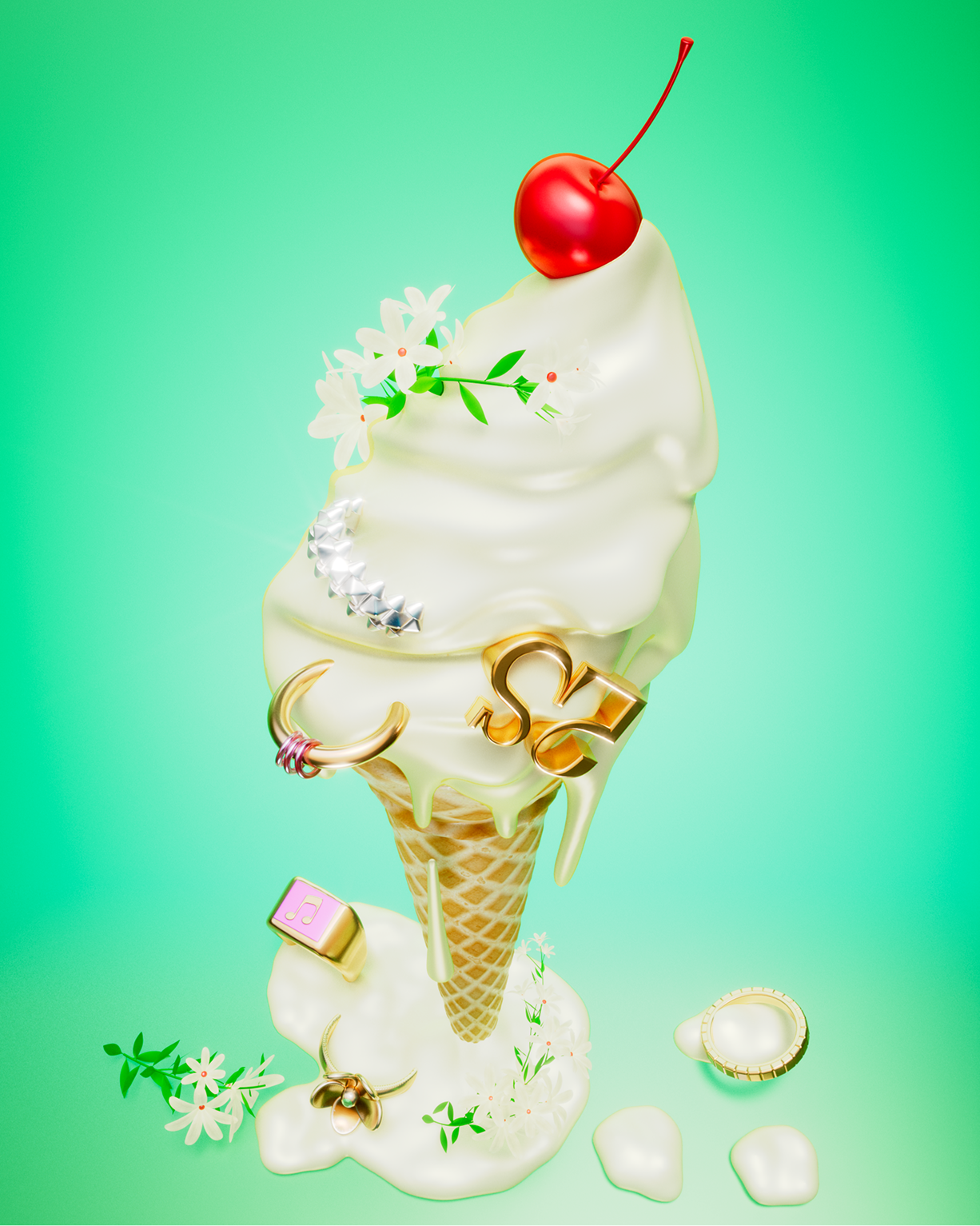 Arina Emelianova is a CGI artist and director who builds hyperreal, maximalist worlds around products.