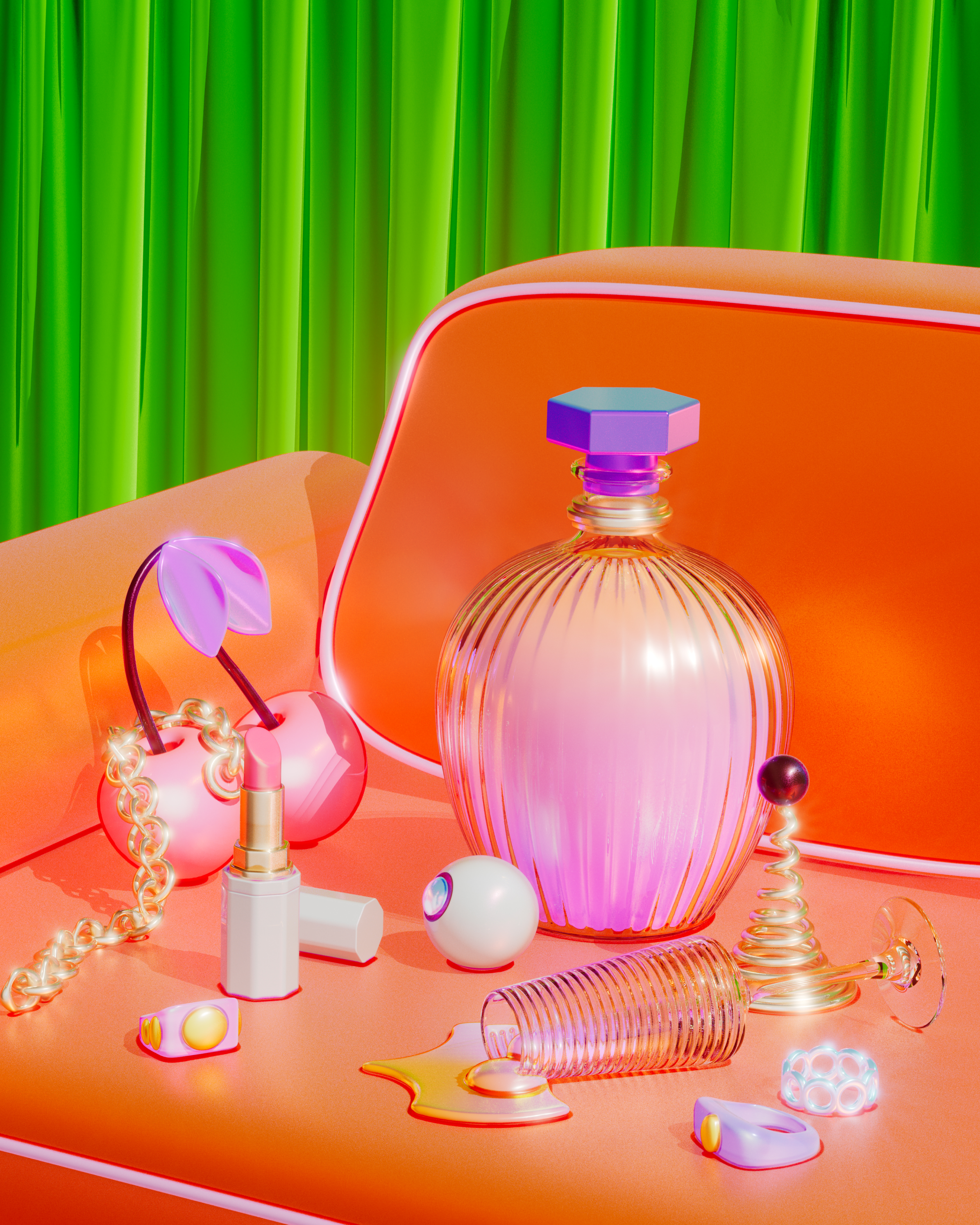Arina Emelianova is a CGI artist and director who builds hyperreal, maximalist worlds around products.