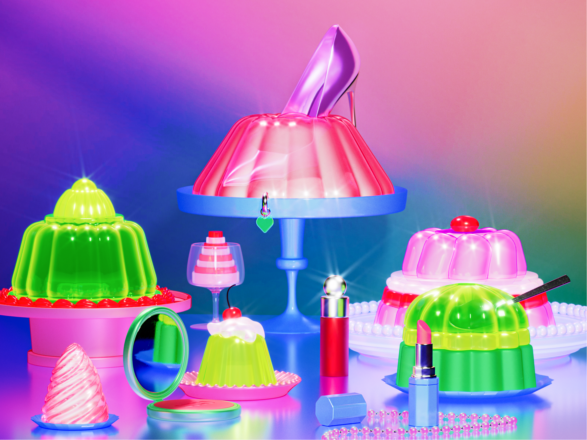 Arina Emelianova is a CGI artist and director who builds hyperreal, maximalist worlds around products.