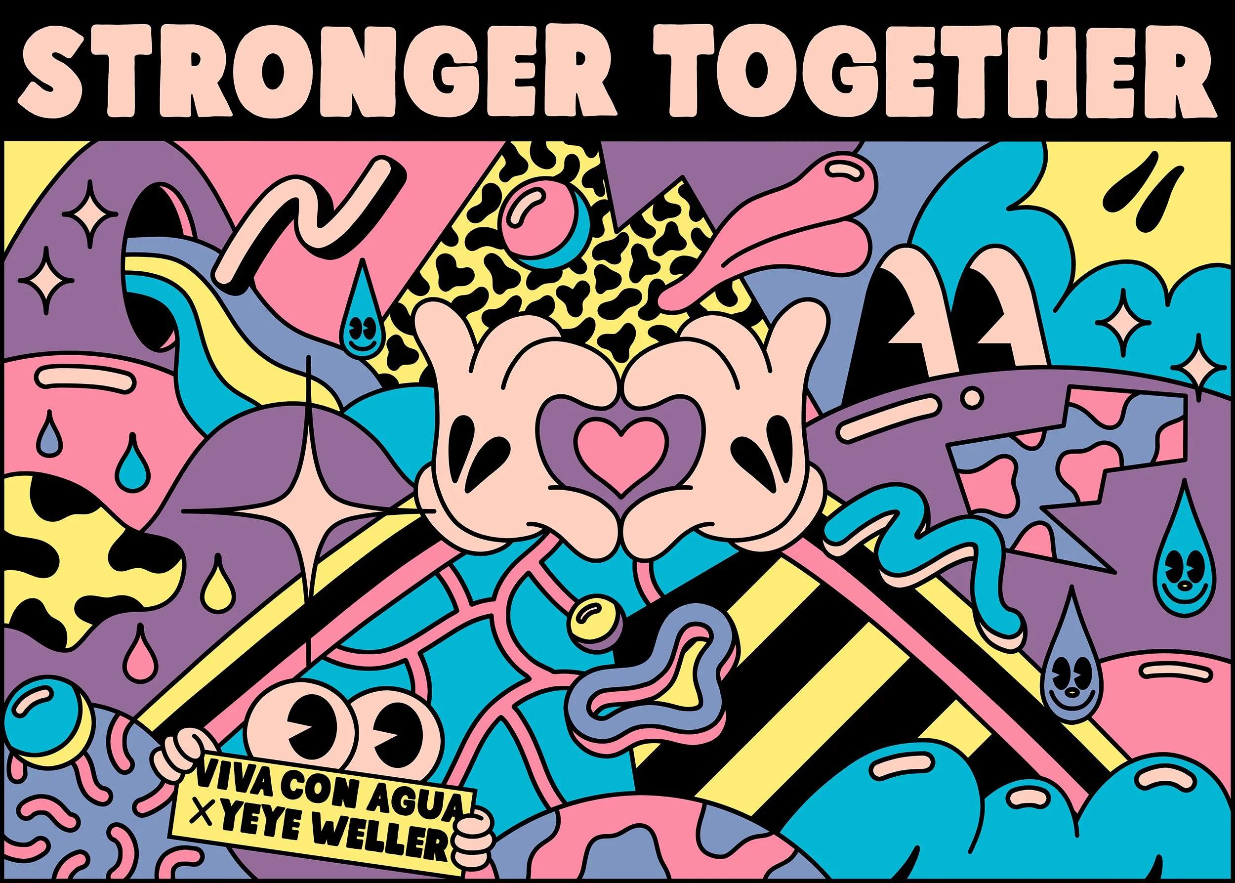 Poster art by Yeye Weller, a bold, colorful, and joyful artist duo from Münster, Germany and represented by Totally Reps