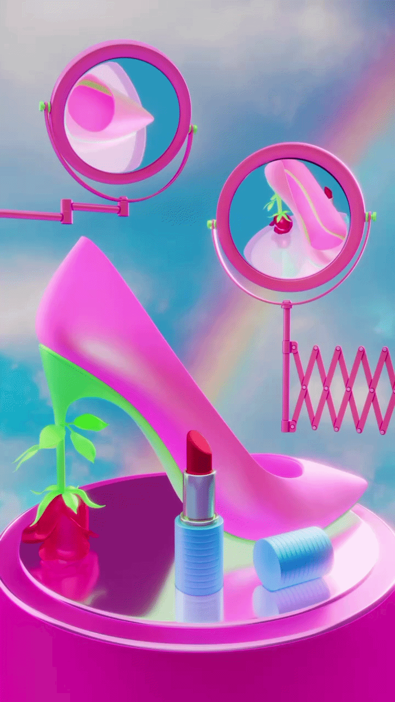 GCI Barbie Shoe. Arina Emelianova is a CGI artist and director who builds hyperreal, maximalist worlds around products.