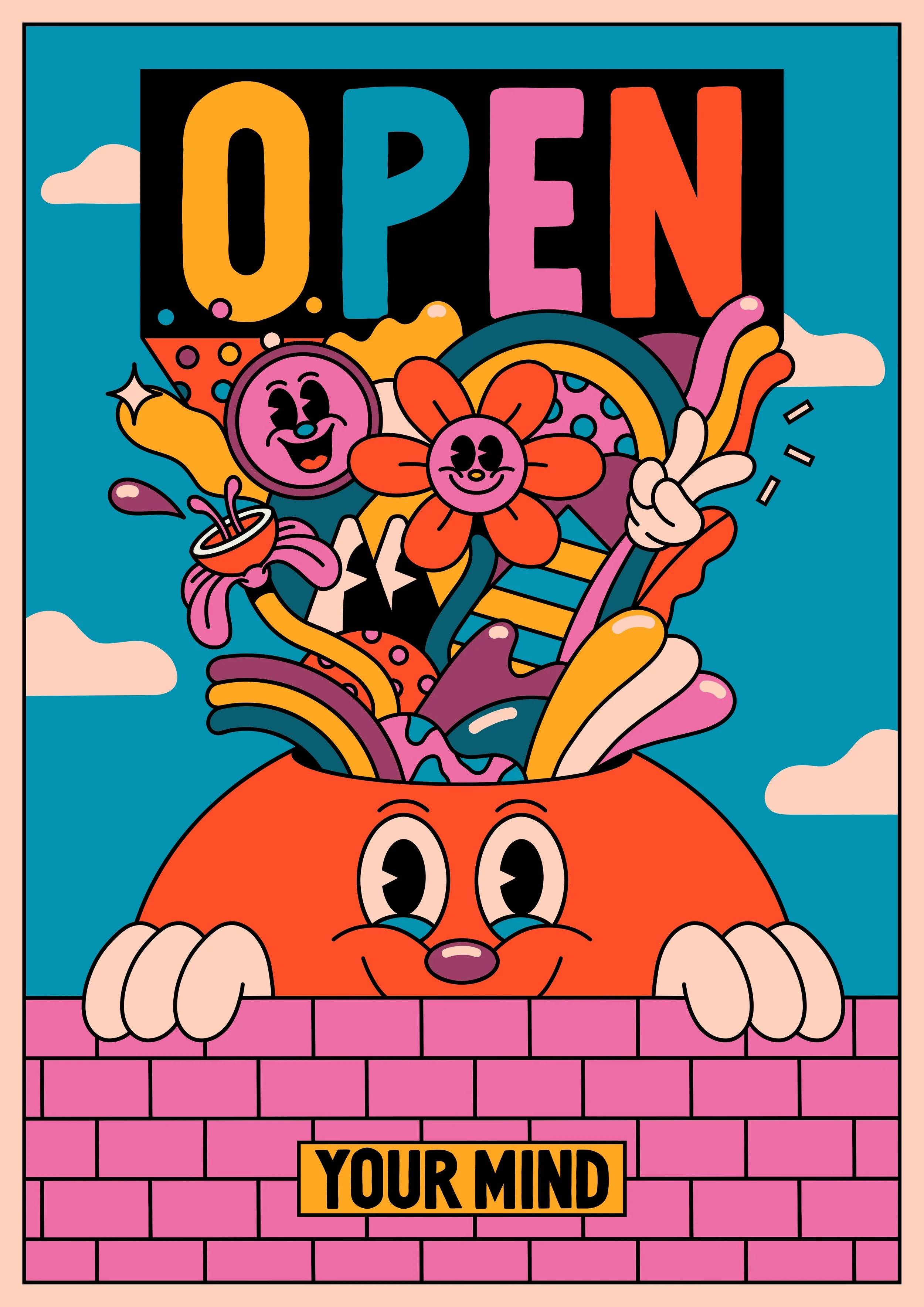 Poster art by Yeye Weller, a bold, colorful, and joyful artist duo from Münster, Germany and represented by Totally Reps