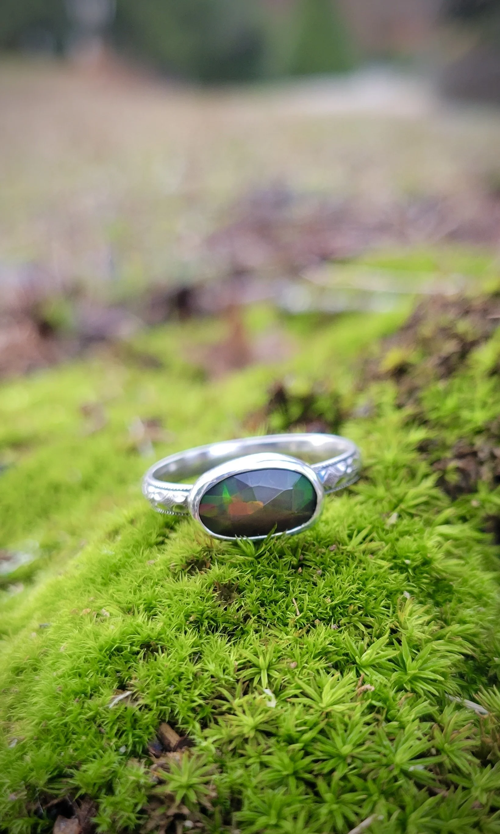 Dwarf Nebula Black Opal Ring